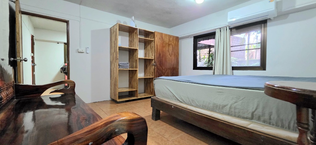 Bedroom with wooden wardrobe